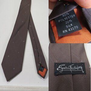 Vintage Dark Brown Polyester 20% Silk by EGON VON FURSTENBURG Men's Necktie
